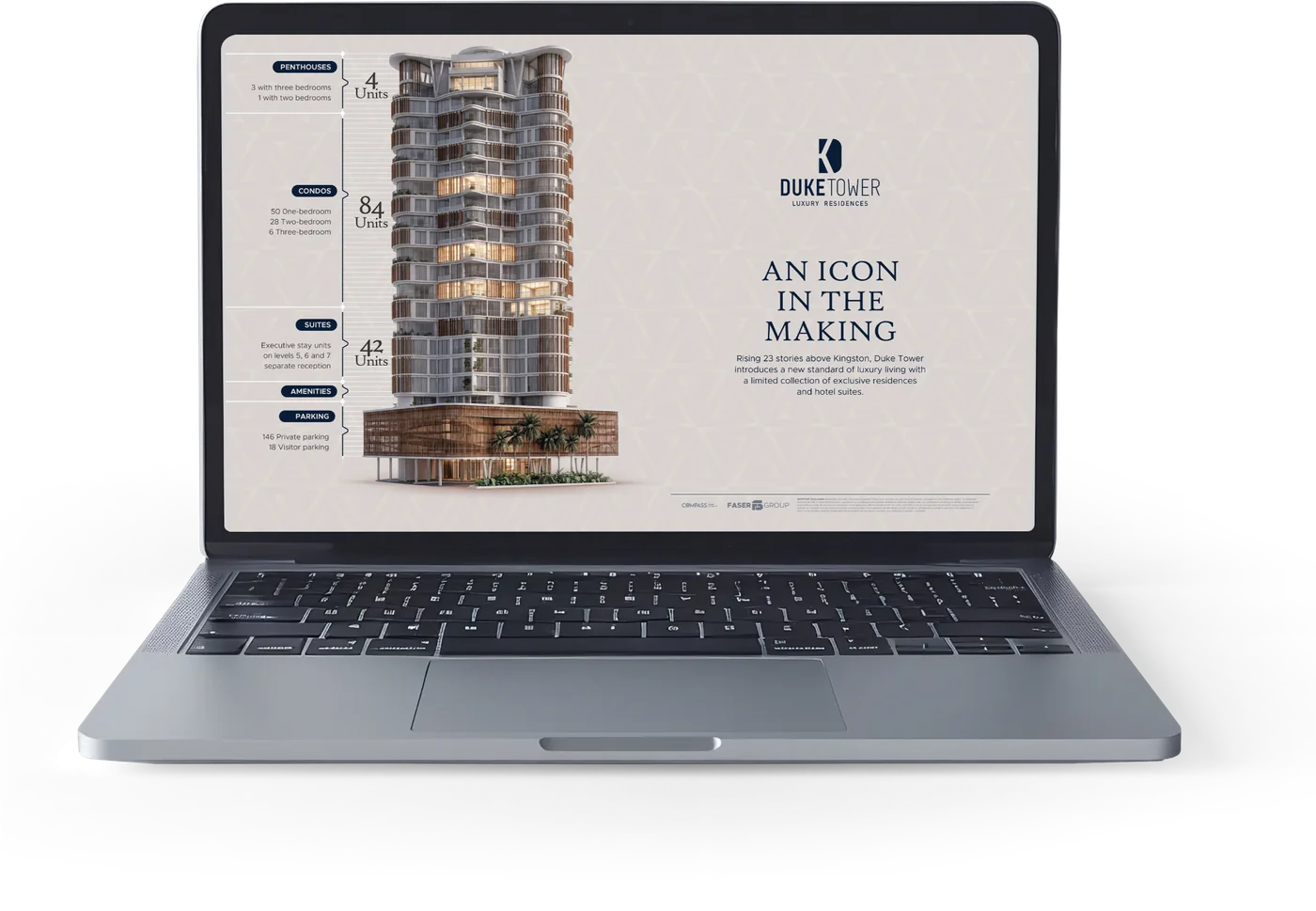 Duke Tower presentation displayed on a laptop
